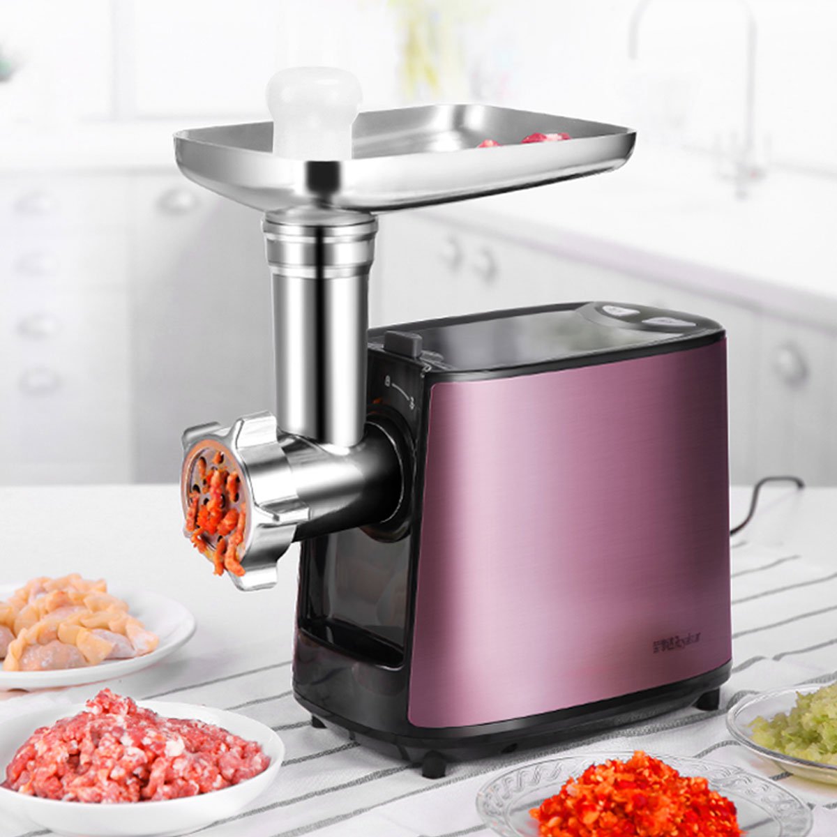 荣事达rs-jr08a唯品特供商用多功能彩钢打肉绞肉机搅碎机搅拌机灌腊肠