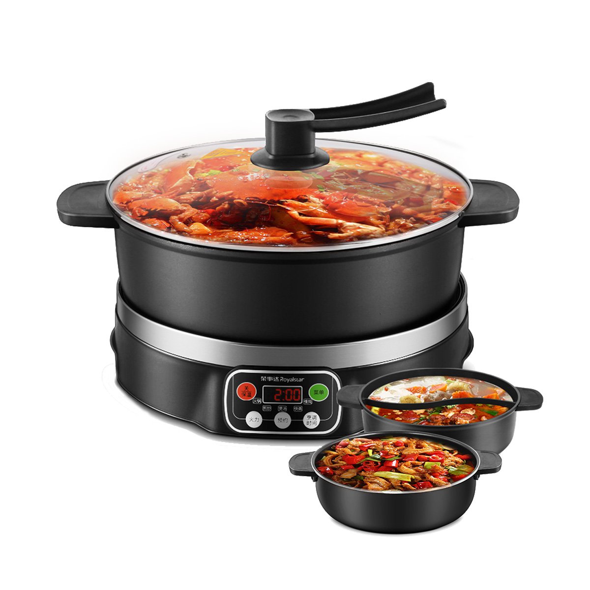 荣事达rhg-s50w家用加厚双胆分体式韩式火锅电煮锅电热锅电炒锅鸳鸯