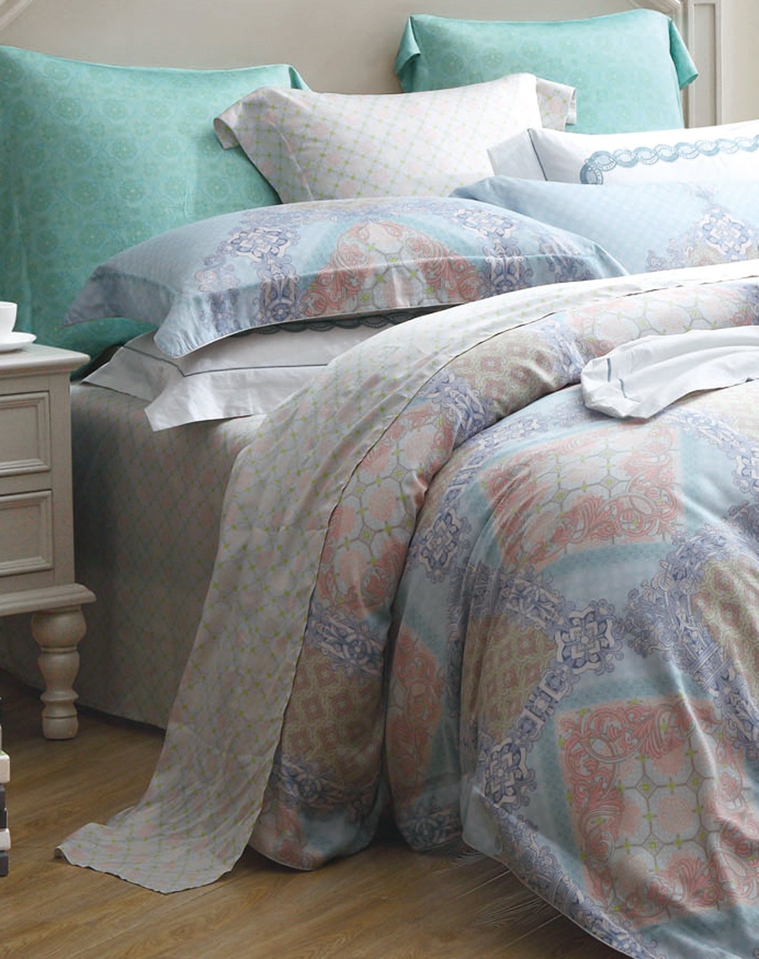 esprit&恐龙家纺家居用品专场dinosaur 天丝印花床单四件套kl0bb85