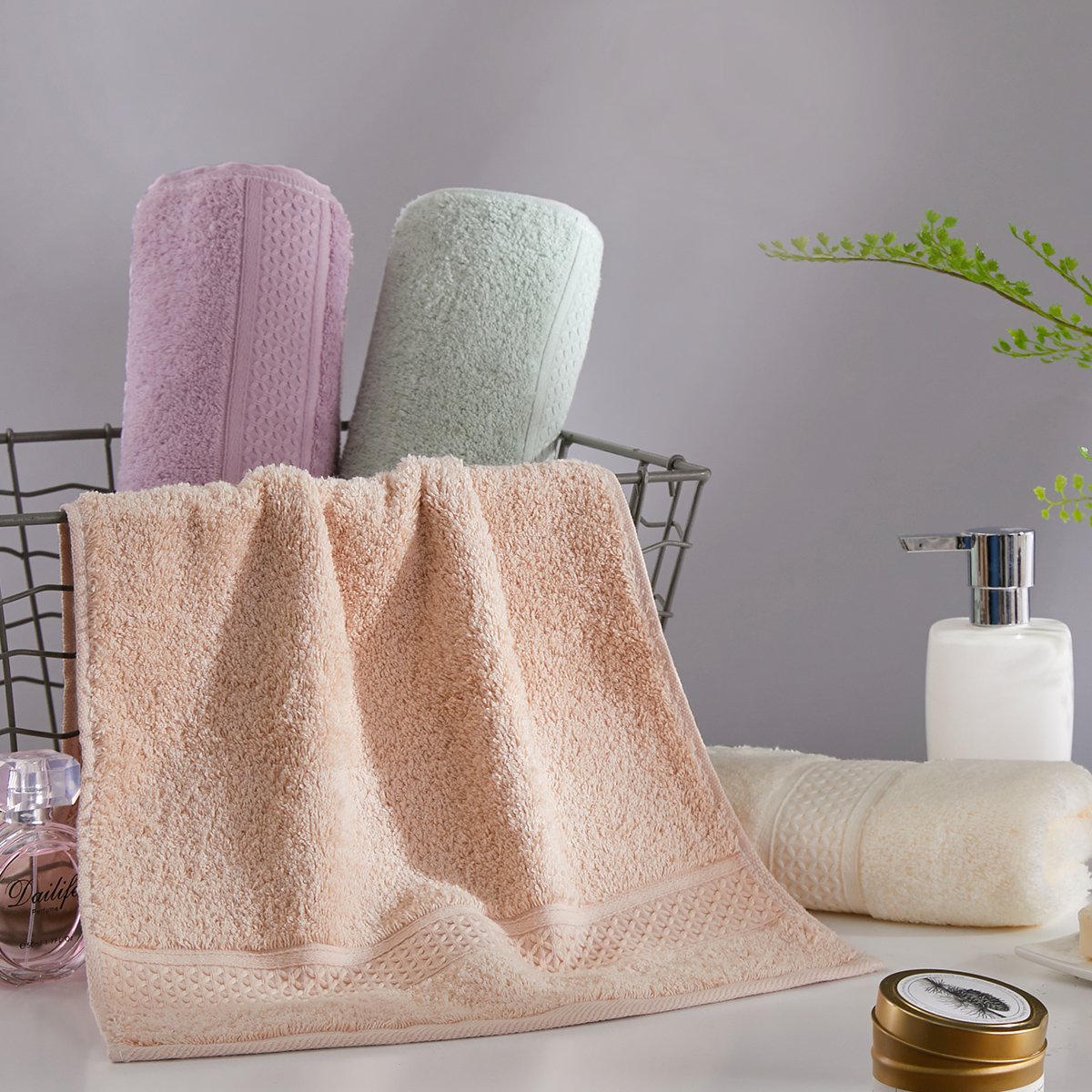 博洋家纺两条装长绒棉全棉洗脸毛巾