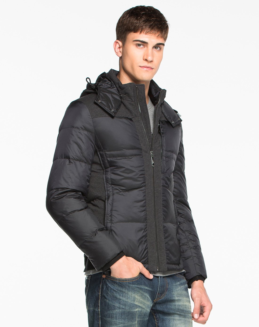 秋冬钜惠-elle homme男装专场 男士连帽休闲羽绒服外套