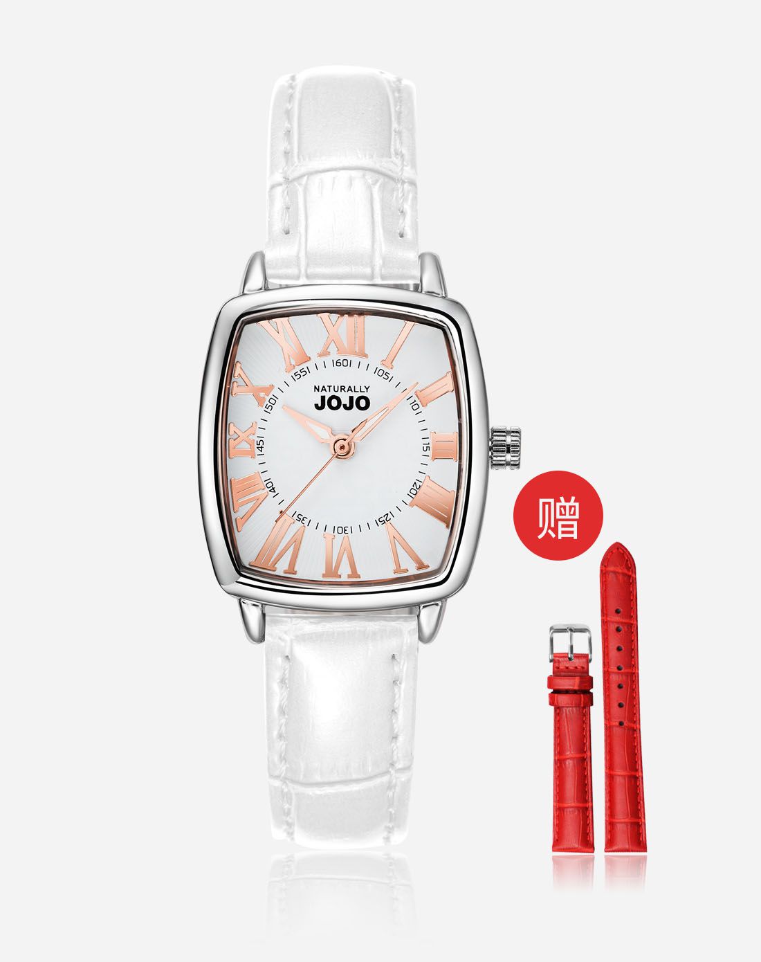 naturally jojo手表专场 sweet系列典雅皮带女表送原装白色表带白面红