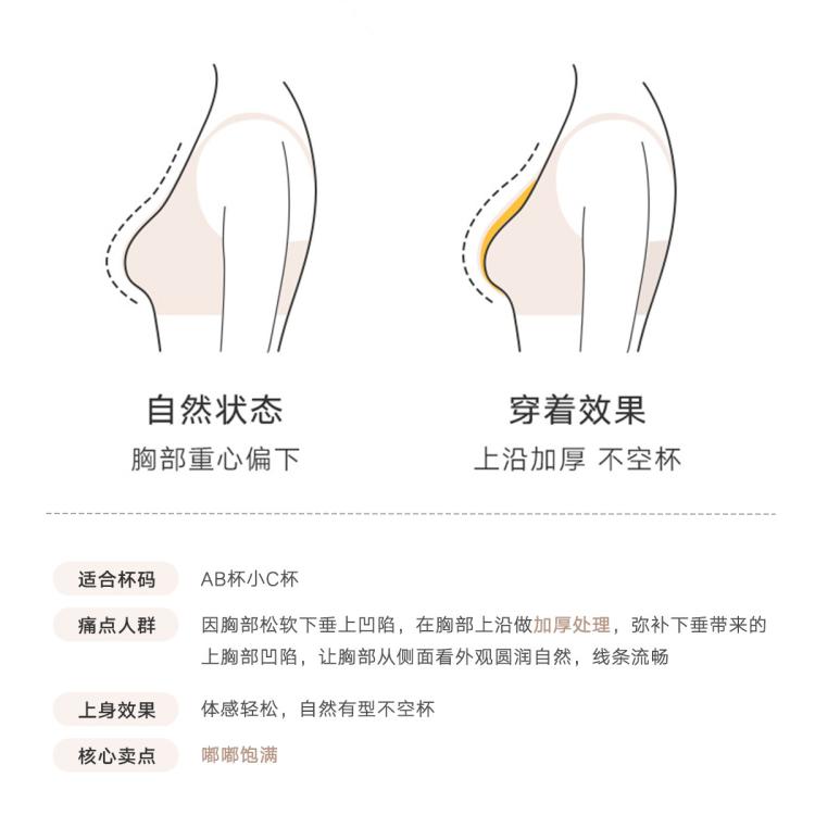 曼妮芬 【裸感无痕】芒果杯66号背心式文胸无钢圈内衣胸罩侧收聚拢上托