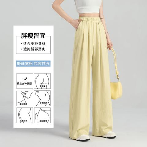 班尼路 山本裤女工装高腰垂感显瘦夏季休闲长裤宽松直筒慵懒阔腿裤褶皱 图片 3