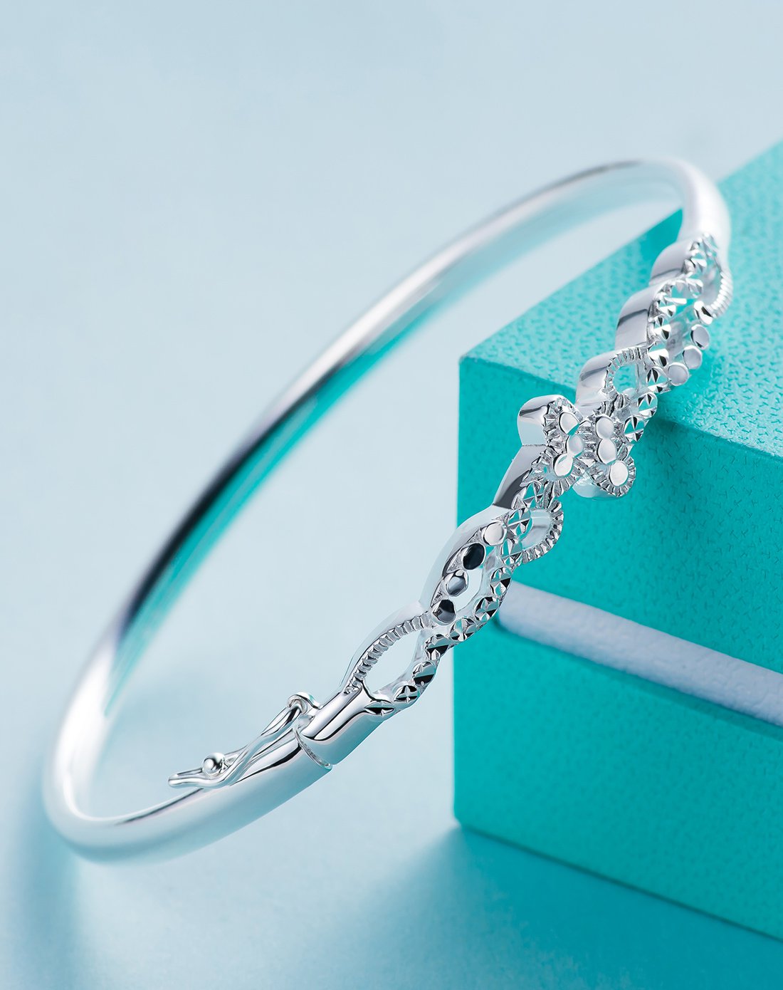 七度银饰专场七度 简约车花足银手镯3-0678_唯品会