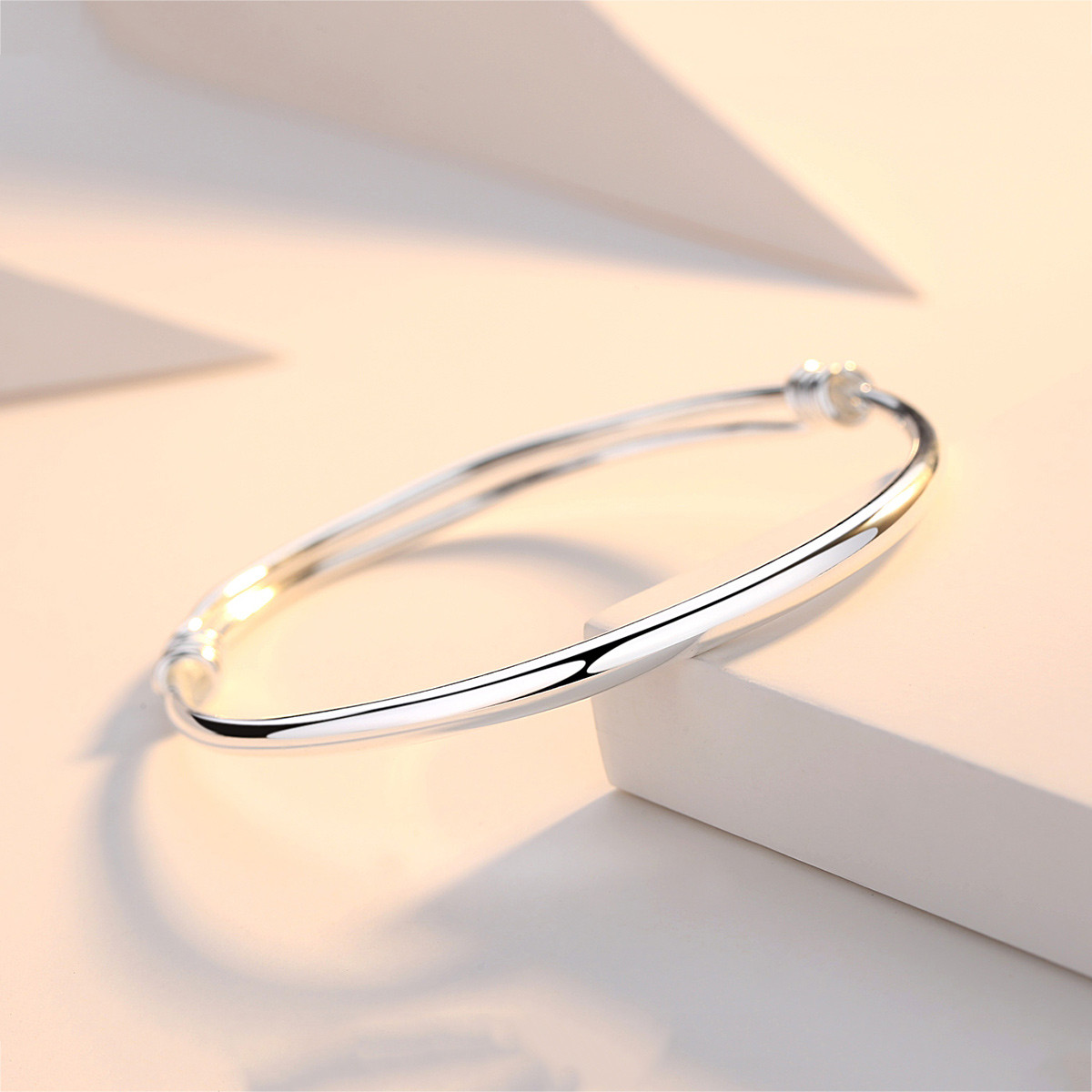 7度纯银手镯北上广明星同款手镯七度银饰足银999光面银镯子