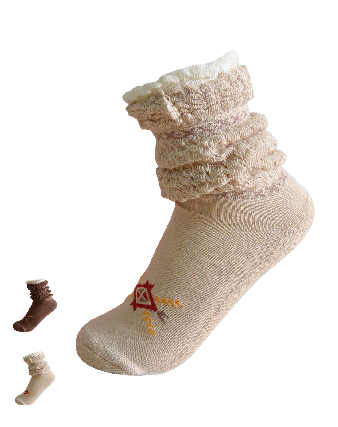 女款2色2双装堆罗口袜