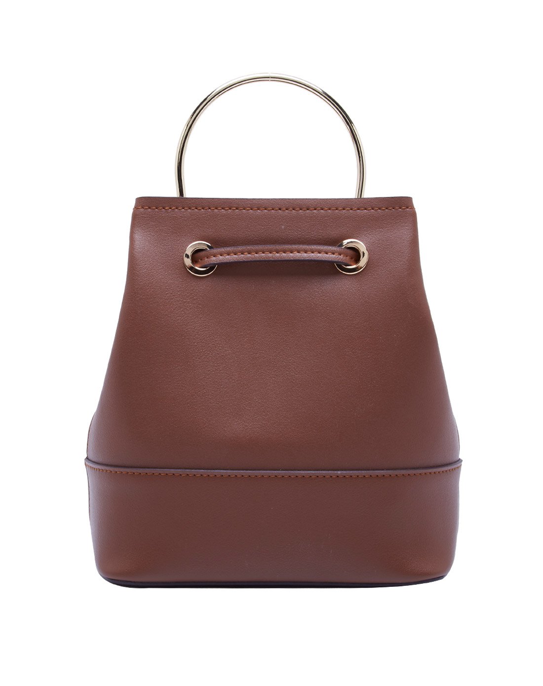 牛皮新品英伦复古百搭水桶手提包复古棕