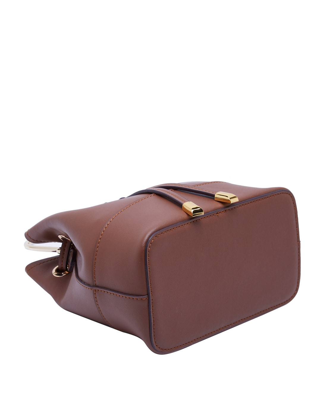 牛皮新品英伦复古百搭水桶手提包复古棕