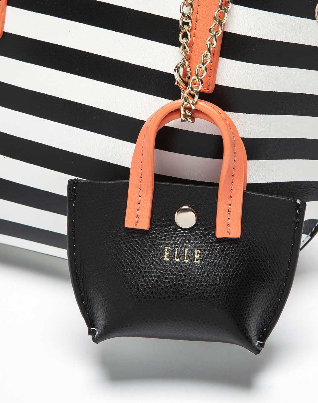 elle&jessie&jane女包elle女包条纹牛皮套装包手提包单肩包斜挎包时尚