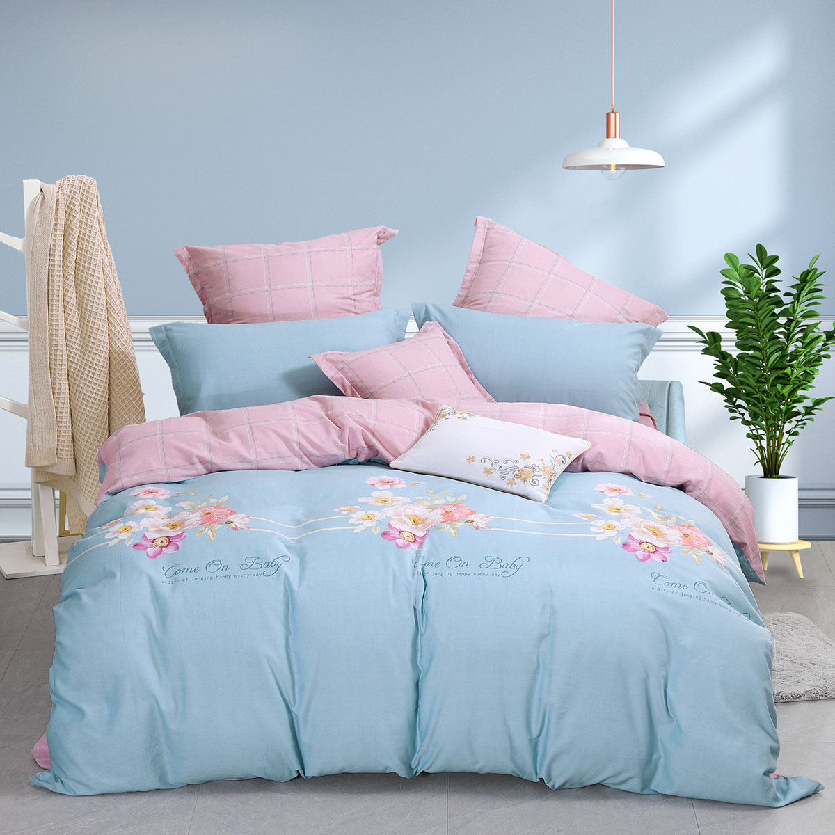 唯品会 百丽丝家纺水星出品全棉磨毛三/四件套纯棉学生冬季床单被套套