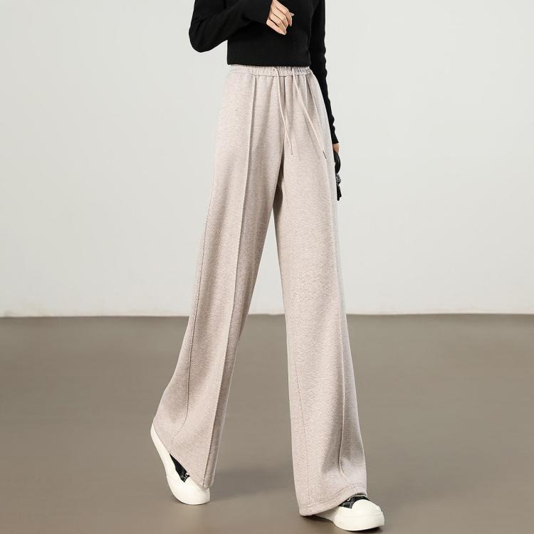 斯尔丽 【含羊毛人字纹阔腿裤】时尚女士通勤气质宽松长款休闲裤女裤