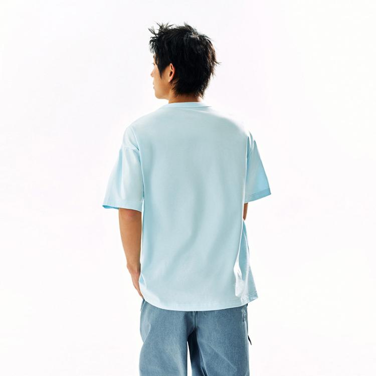 安踏 针织短袖男女学生夏季薄款纯色圆领套头宽松透气t恤中性休闲上衣