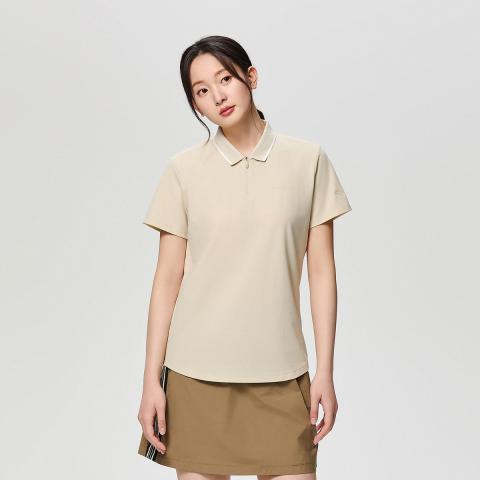 安踏 夏季户外露营液柔冰肤透气优可丝女子短袖POLO衫时尚休闲T恤 图片 7