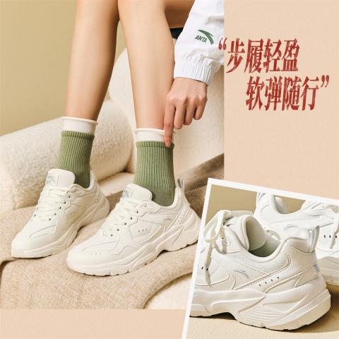 安踏 潮流女鞋老爹鞋皮面运动鞋女款夏季小白鞋通勤休闲鞋舒适旅游鞋 图片 4