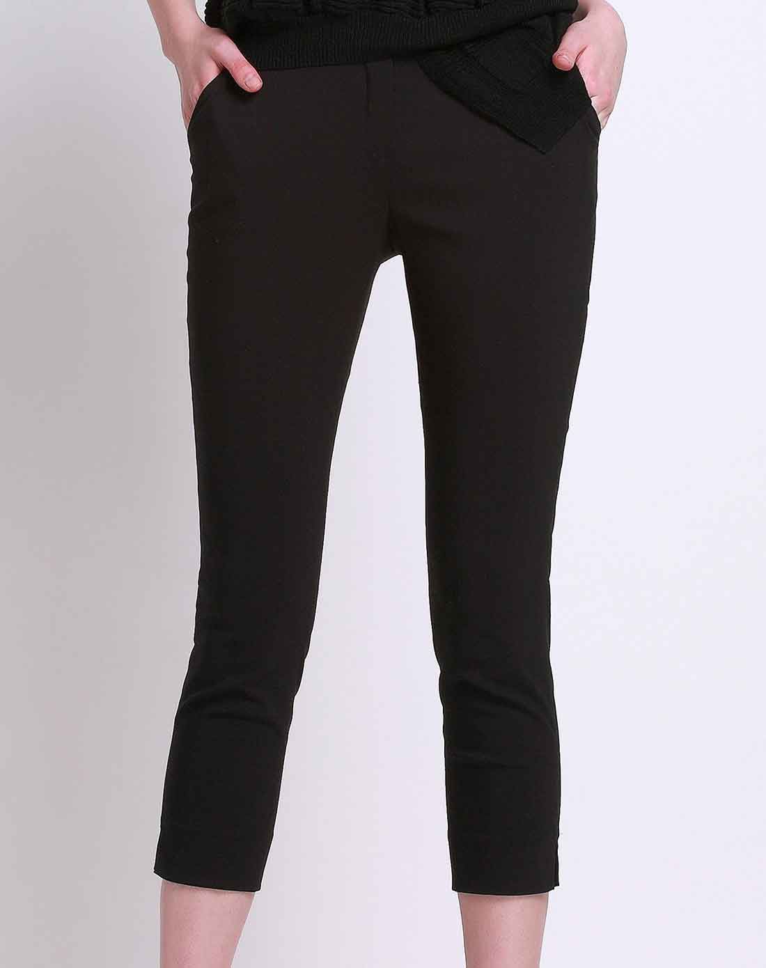 黑色时尚显瘦休闲九分裤