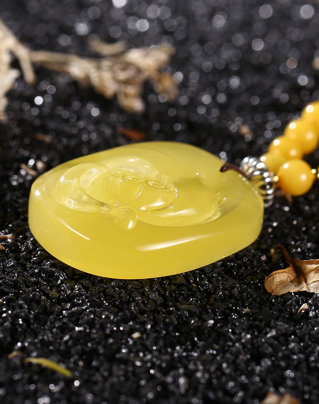 昊天 纯洁高雅莲花精品蜜蜡雕刻项链