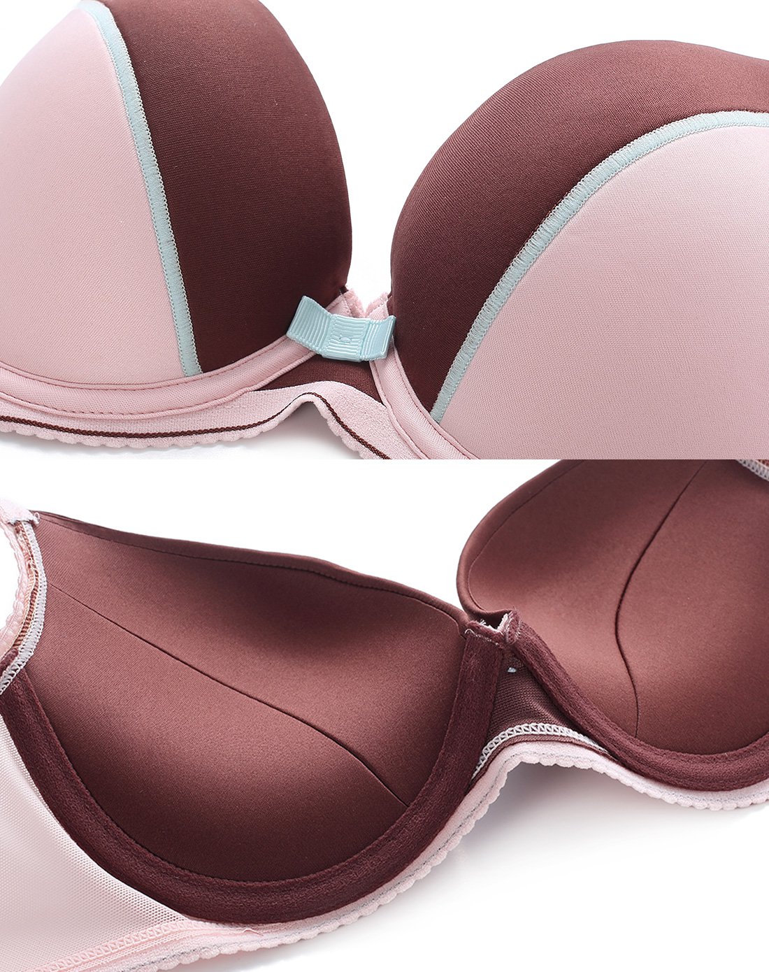 芬狄诗女士海军拼接光面无痕厚杯聚拢内衣文胸 fbw0002