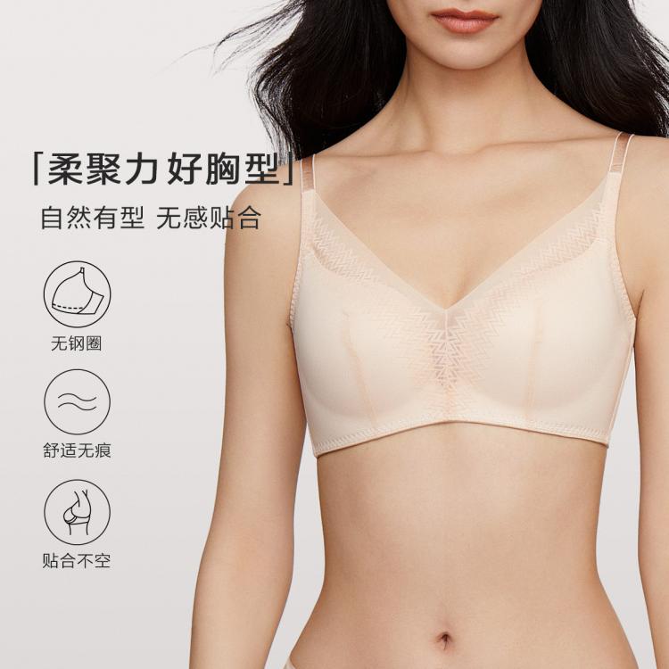 安莉芳 【升级 舒挺杯双专利】网纱无钢圈可机洗小胸聚拢侧收文胸