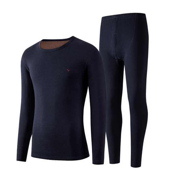 柒牌 【加绒加厚】保暖内衣男士套装防寒秋衣秋裤打底衫圆领保暖衣