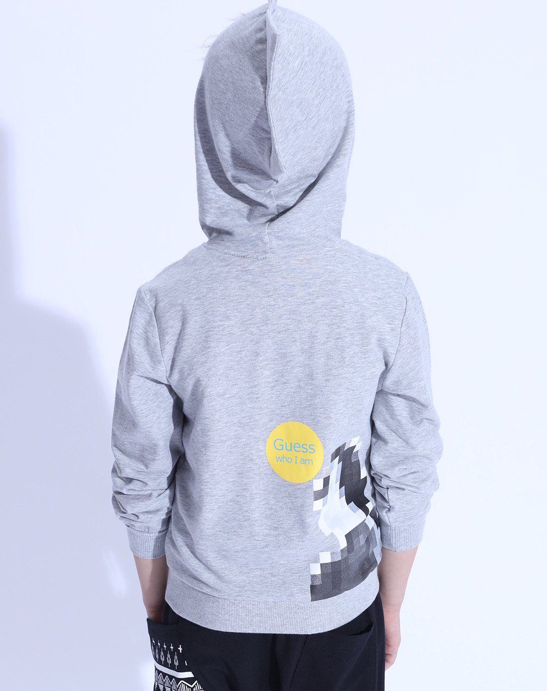 男童童带帽针织外套花雁灰