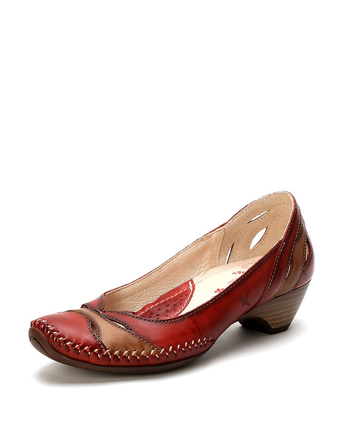 派高雁西班牙休闲头层牛皮圆头女式单鞋