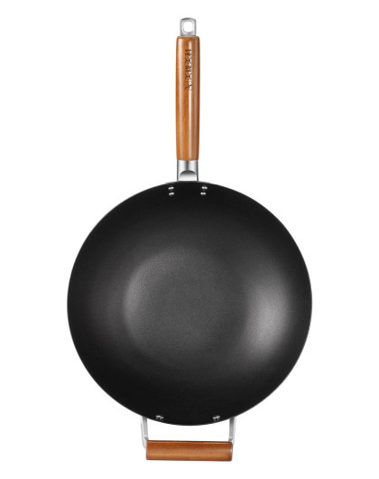 黑晶32cm炒锅 黑晶石无油烟炒锅锅不粘锅铁锅炒锅