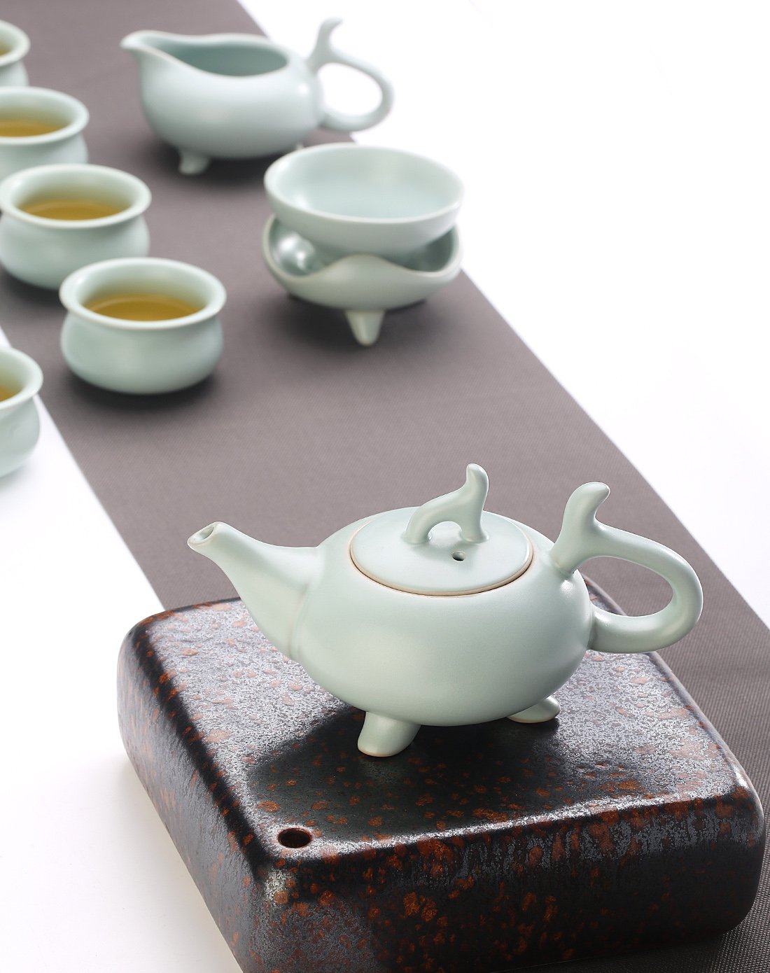 汝窑天青壶10头套组·问鼎天下茶具套装