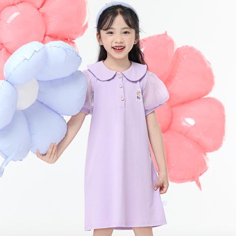迪士尼 女童连衣裙学院风夏款儿童裙气质Polo领学院风连衣裙 图片 2