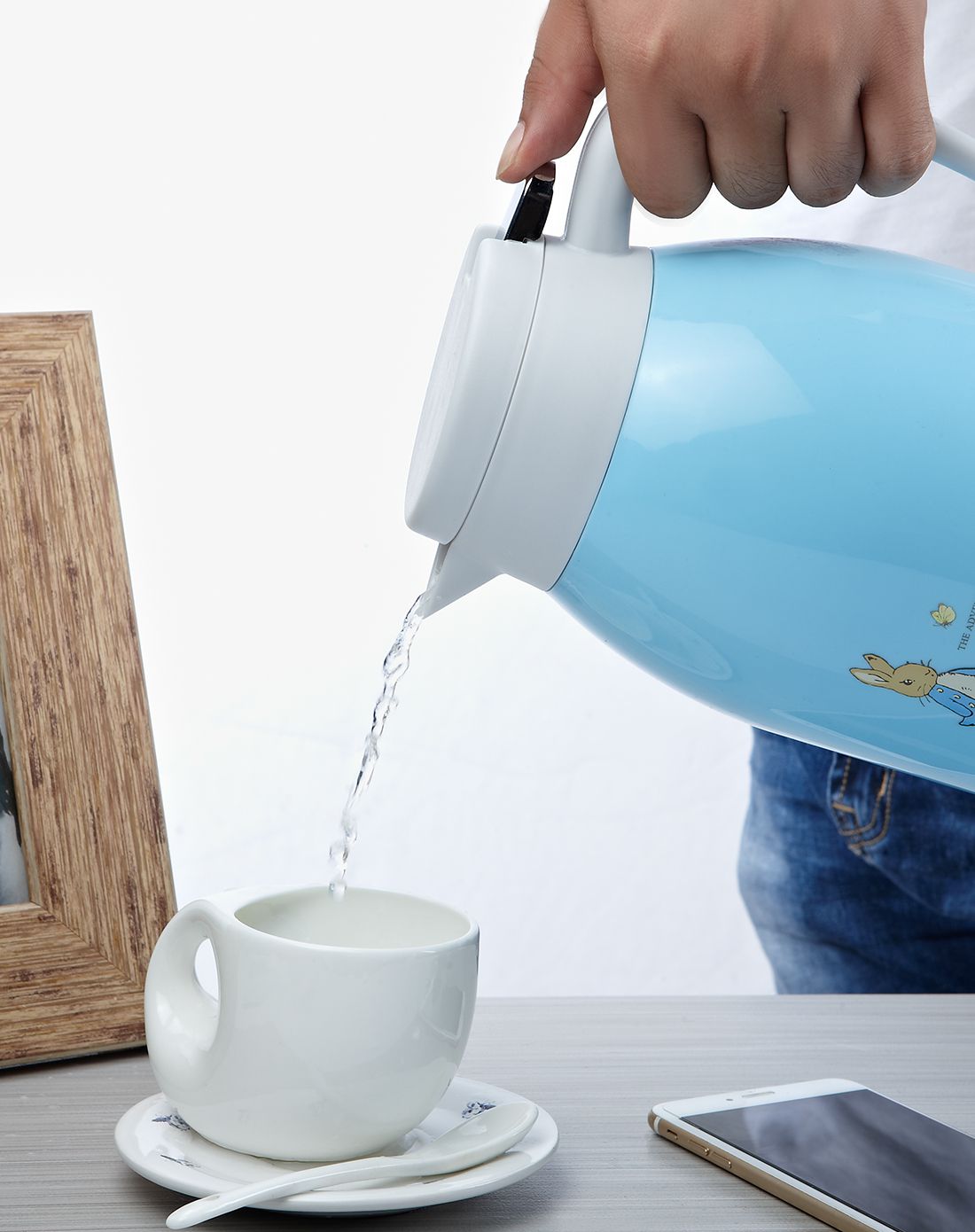 比得兔真空玻璃保温水壶天空蓝