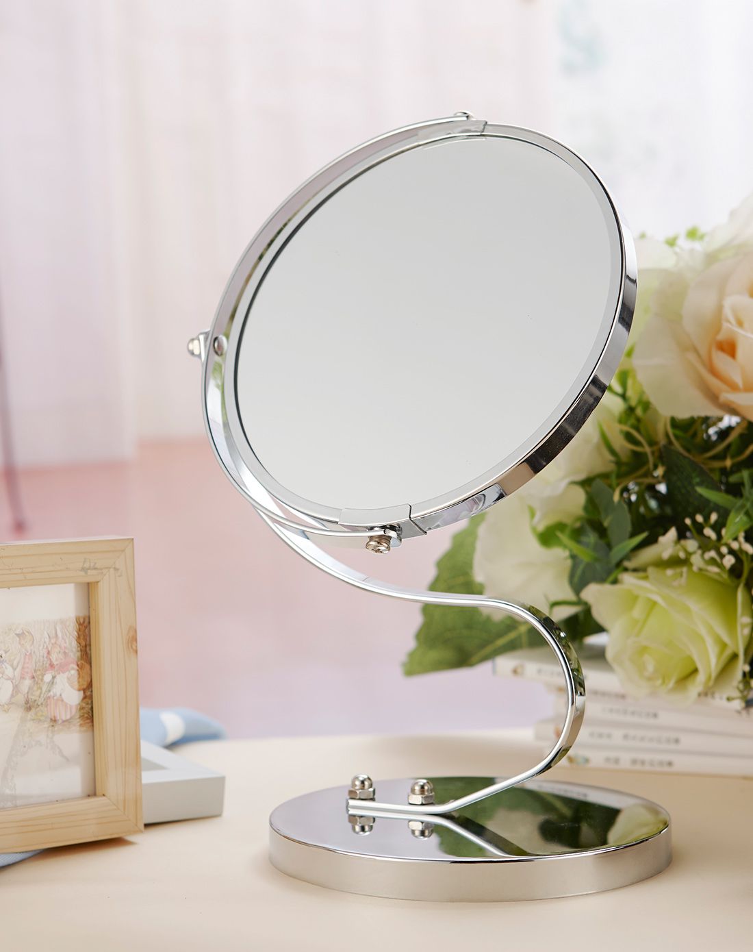 比得兔台式金属双面梳妆镜