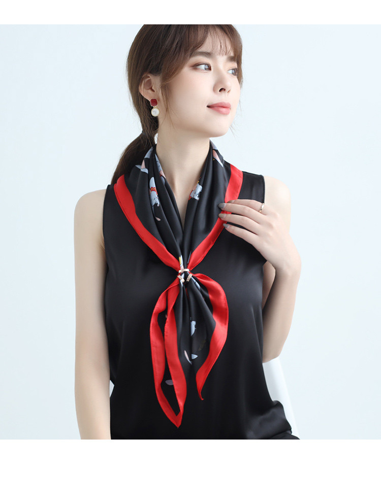 丝巾女时尚潮流文艺装饰小丝巾缎面百搭纯色小丝巾