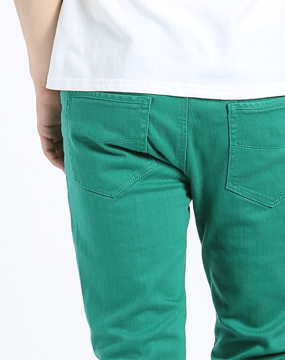 棉质舒适 男式绿色牛仔裤 时尚活力