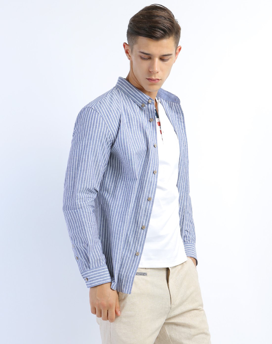 美国pvh集团旗下izod棉麻格纹商务衬衣男士衬衫a91172sh008635_唯品会