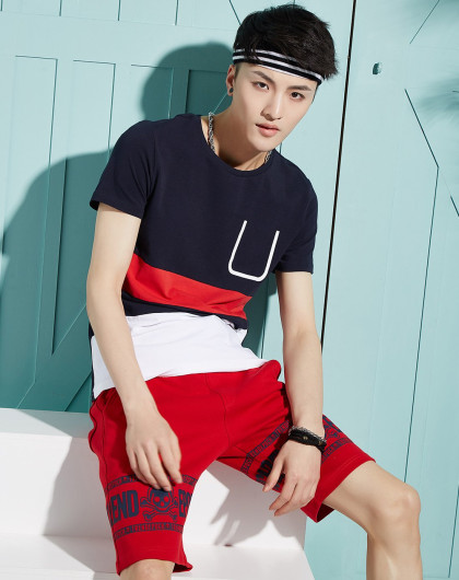 暴力男装特批清仓折上五折2018夏季男士圆领短袖纯棉修身t恤a23