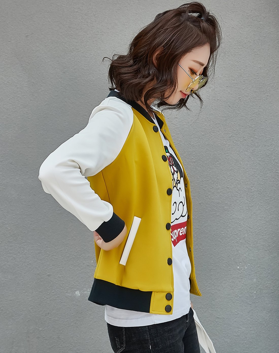 2018秋季女式长袖立领棒球服外套