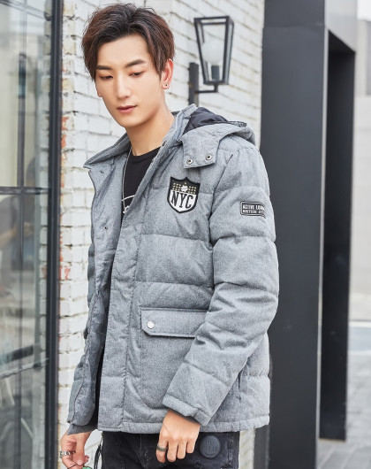 钜惠折上5折 嗷嗷优品-男装2017秋冬新品梭织长袖章仔立领可脱卸帽