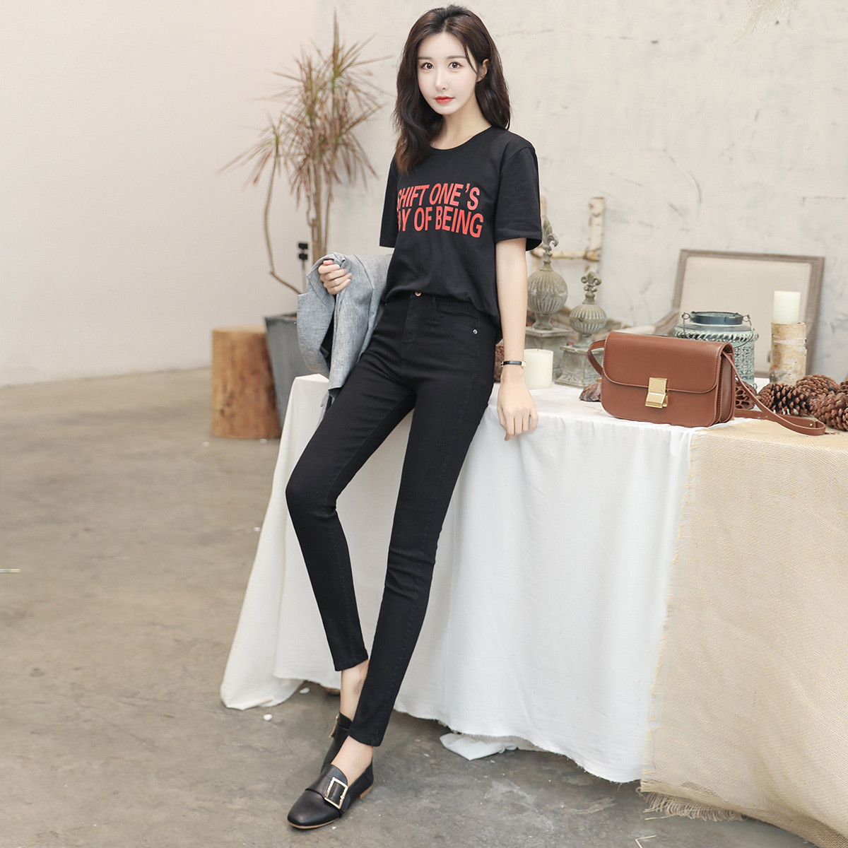 牛仔裤女学生春秋时尚长裤修身小脚紧身裤女生显瘦韩版牛仔裤女