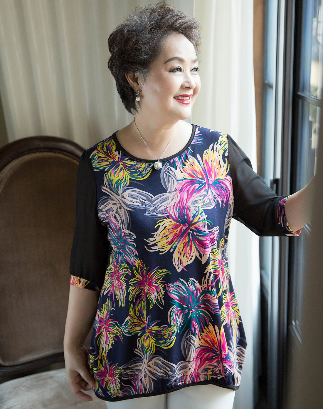 麦子熟了 中老年女装妈妈装40-50岁女式t恤大码女装上衣