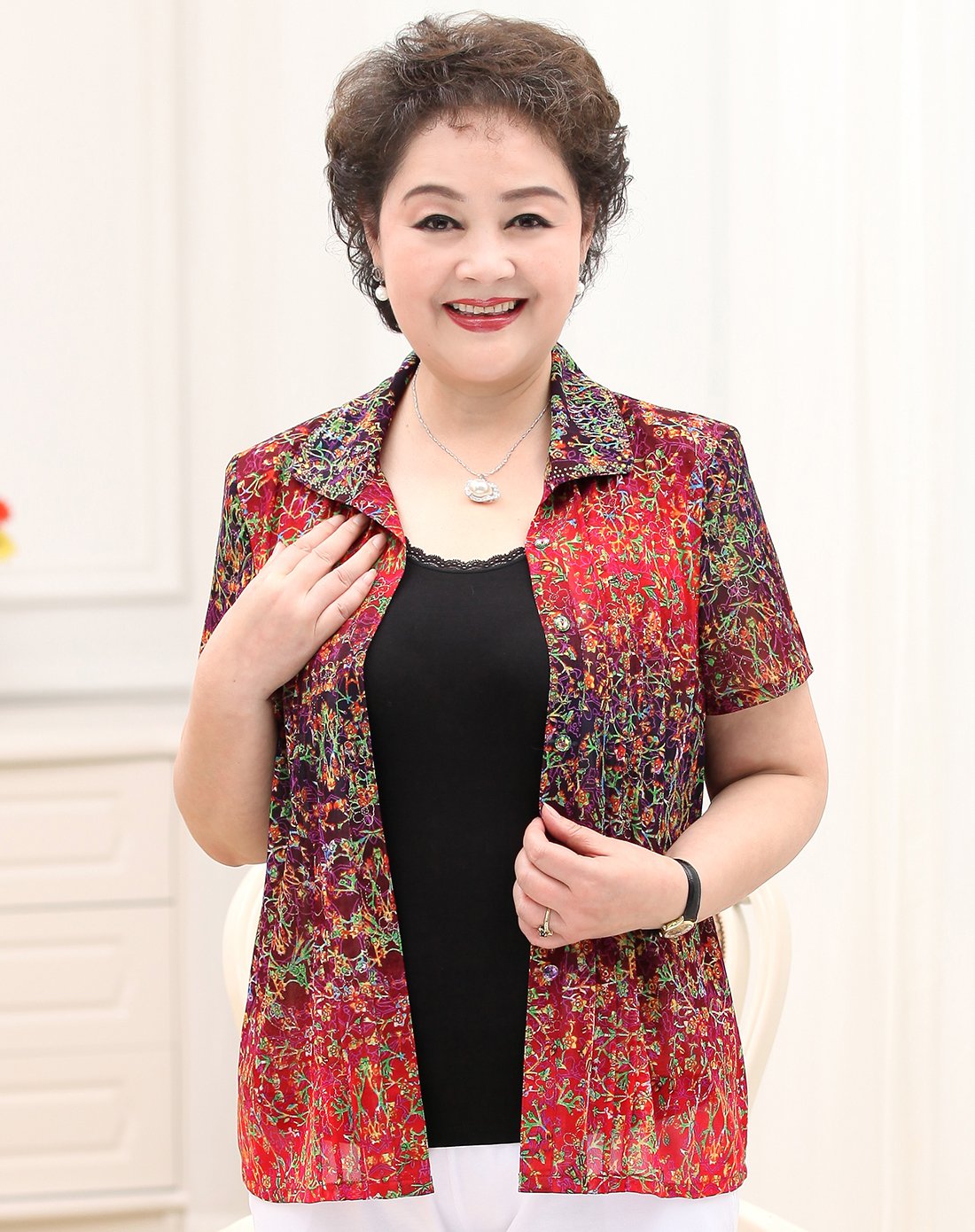 麦子熟了 中老年女装妈妈装40-50岁女式衬衫中老年女衬衫奶奶装上衣