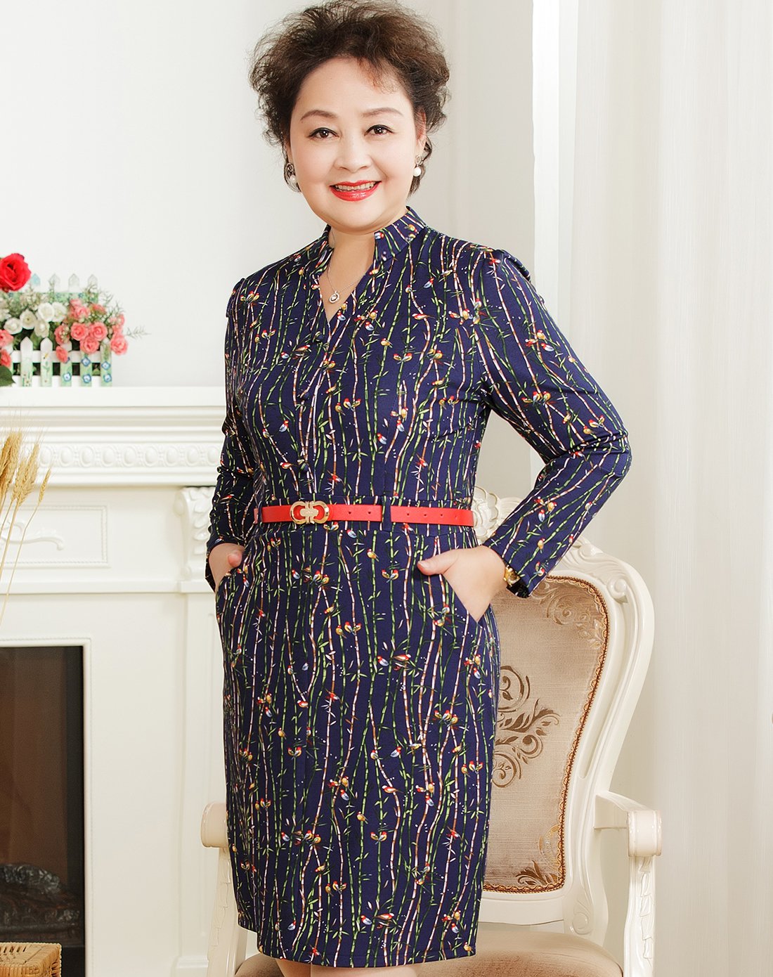 麦子熟了 中老年女装连衣裙妈妈装40-50岁大码女装连衣裙