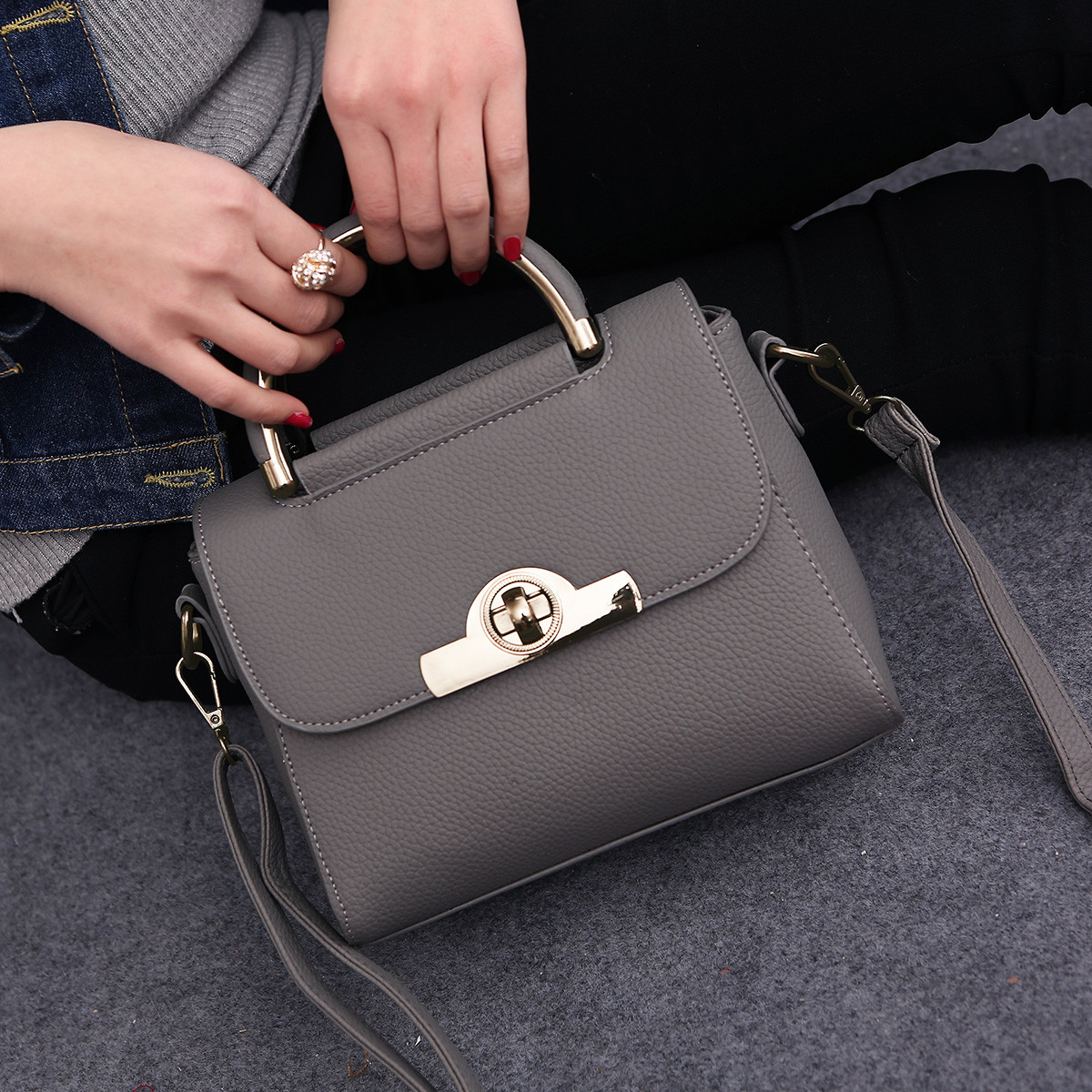 polo 秋冬上新小包包2018新款潮韩版女包女士手提包简约百搭单肩斜