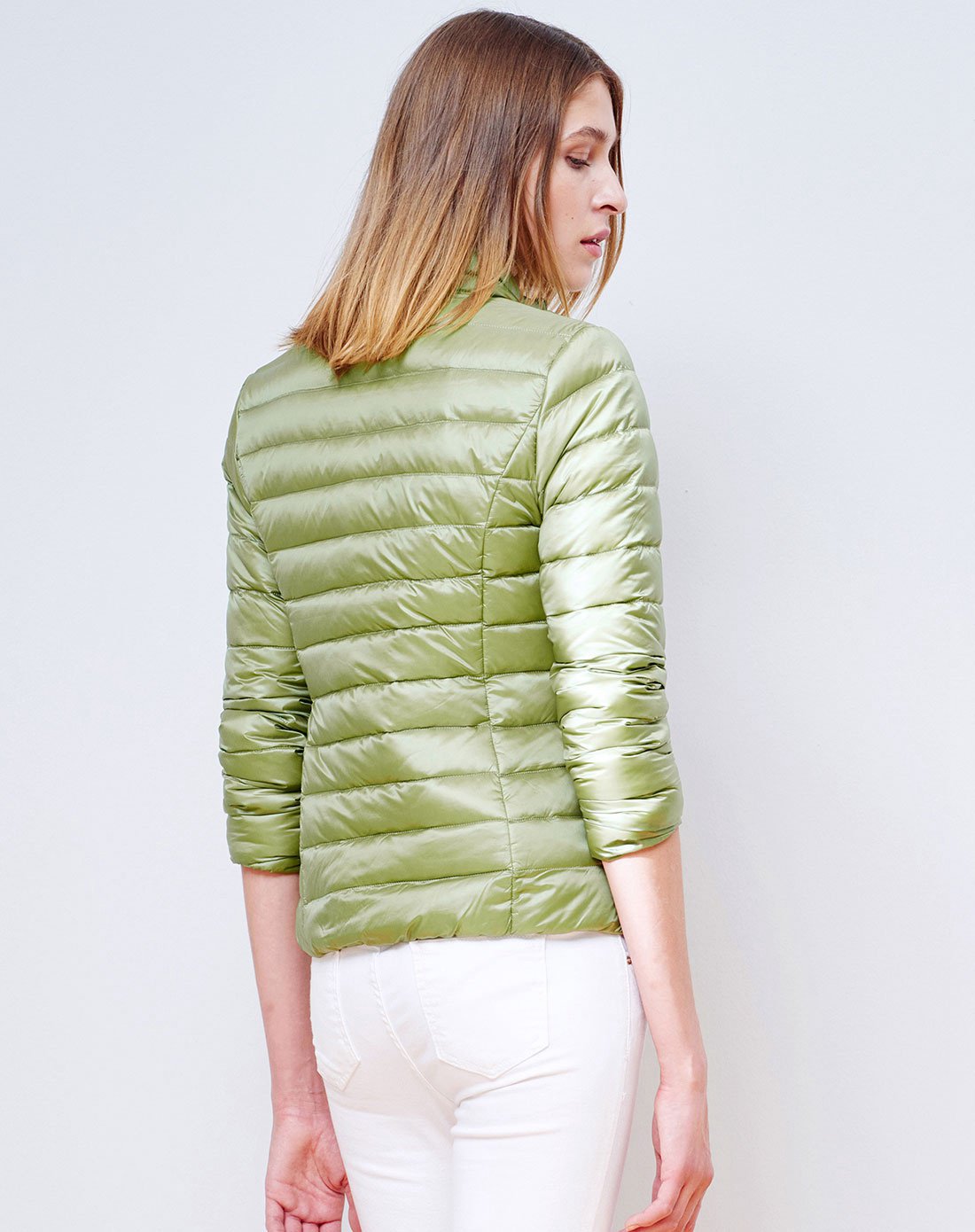 女款修身韩版羽绒服浅草绿