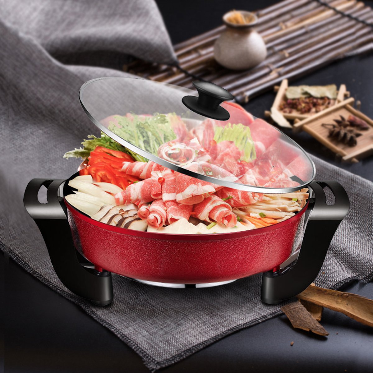 九阳jk-50h03电煮锅聚会多档多功能电热锅电火锅