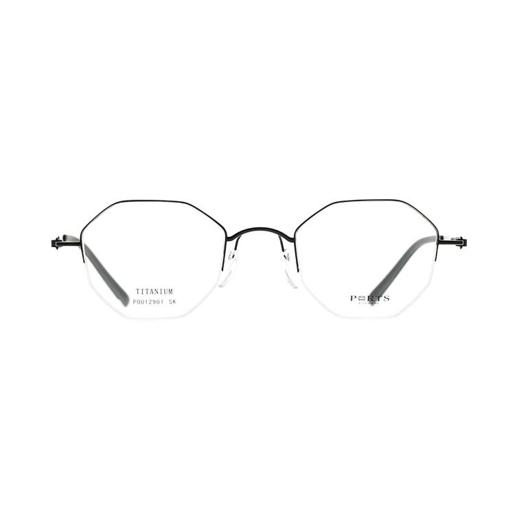 Ports 1961 宝姿ports眼镜中性款光学架简约时尚圆形钛眼镜架 In Black