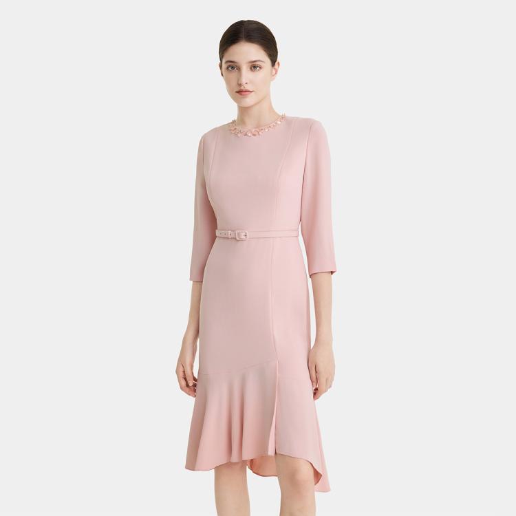 Ports 1961 Ports 宝姿女装中袖中长连衣裙 In Pink