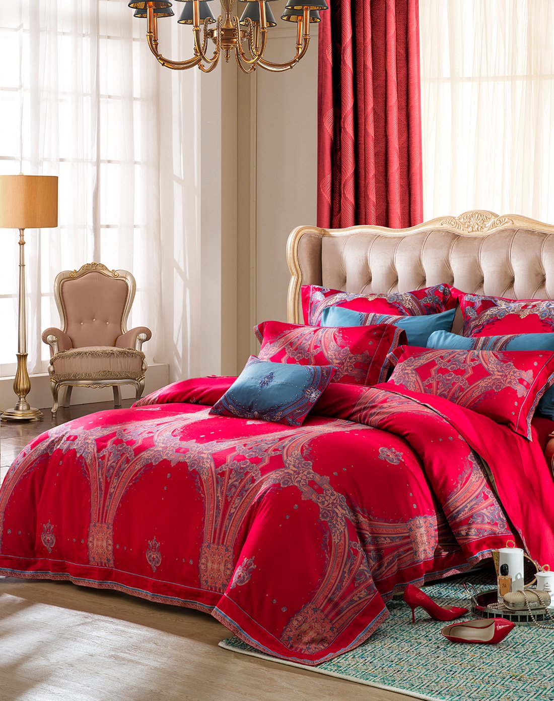 罗莱 结婚床上用品八件套 提花婚庆床品 璀璨·慕