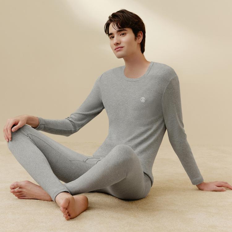 三枪 【100%纯棉厚棉】231克高弹防静电秋衣秋裤男保暖内衣套装