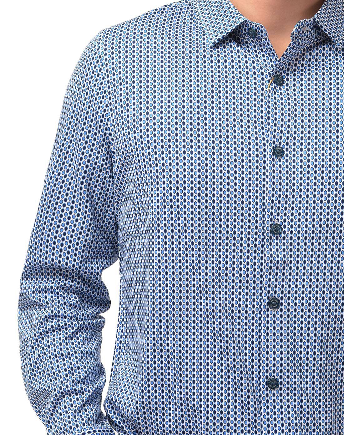 经典商务长袖针织衬衫浅蓝