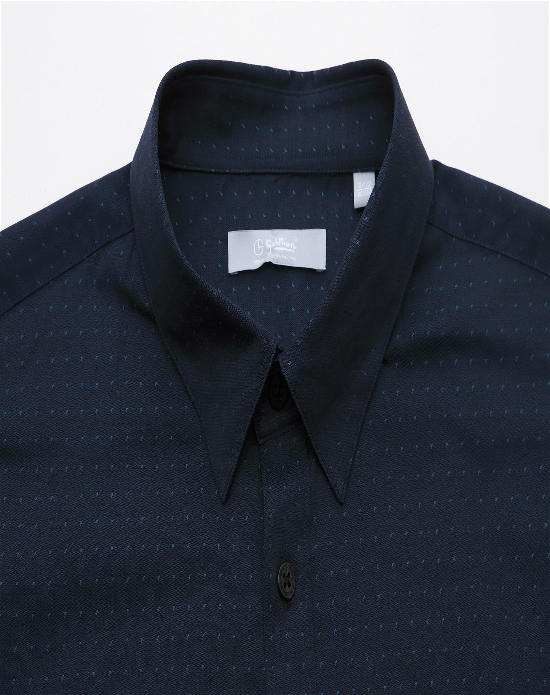 新品 棉质舒适柔软满版提花暗扣领长袖衬衫